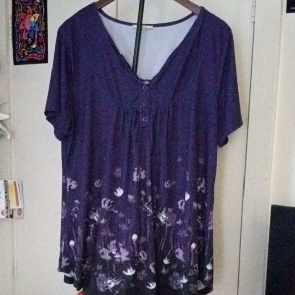 Bebonnie Elegant Purple Floral Women's Blouse